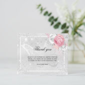 Papier Budget Sympathy argent rose floral photo merci (Debout devant)
