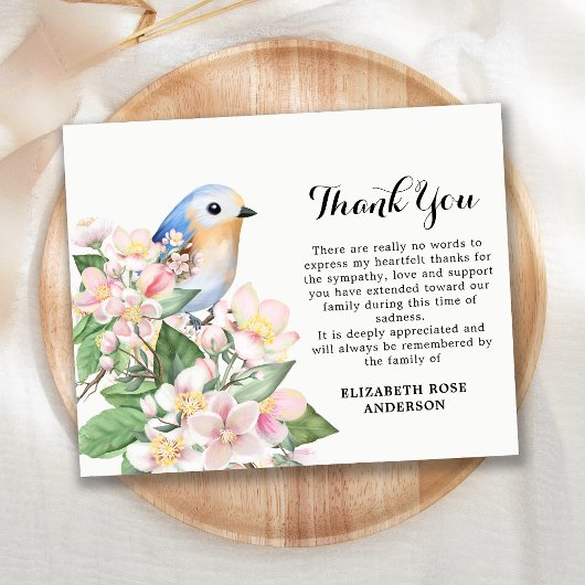 Papier Budget Sympathy Merci Memorial Bird Floral