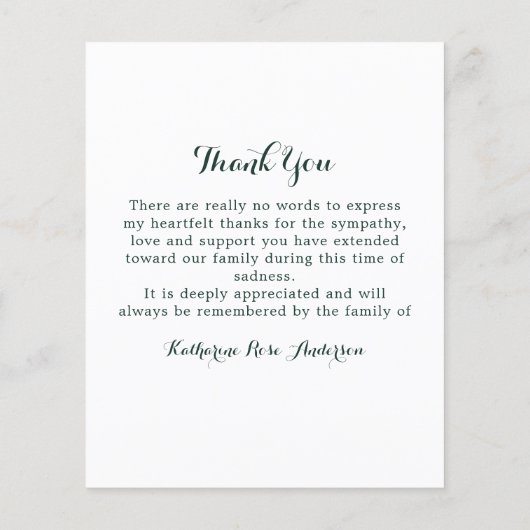 Papier Budget Sympathy Tournesol Photo Funérailles Merci (Dos)