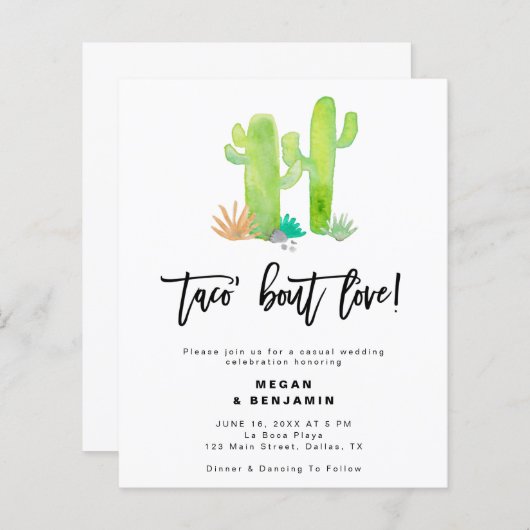 Papier Budget Taco Bout Amour Mariage Décontracté Invitat (Devant / Derrière)