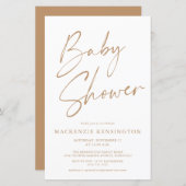 Papier Budget Tan Earth Tones Simple Script Baby shower (Devant / Derrière)