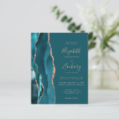 Papier Budget Teal Agate Rose Gold QR Code Wedding Invite (Debout devant)