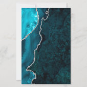 Papier Budget Teal Blue Silver Agate Dark Wedding Invite (Dos)