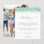 Papier Budget Teal Paillettes Photo Fête Remerciements 21 (Devant / Derrière)