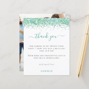 Papier Budget Teal Paillettes Photo Fête Remerciements 21