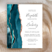 Papier Budget Teal Rose Gold Agate Wedding Invitation
