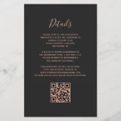 Papier Budget Teal Rose Gold Dark QR Code Wedding Invite (Dos)