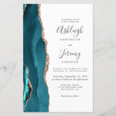 Papier Budget Teal Rose Gold QR Code Wedding Invitation (Devant)