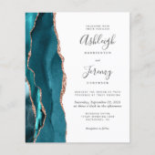 Papier Budget Teal Rose Gold QR Code Wedding Invitation (Devant)