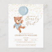 Papier Budget Teddy Bear Boy Baby shower Invitation (Devant)