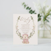 Papier Budget Teddy Bear Rose Girls Baby shower Invitatio (Debout devant)