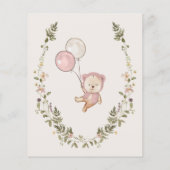 Papier Budget Teddy Bear Rose Girls Baby shower Invitatio (Dos)