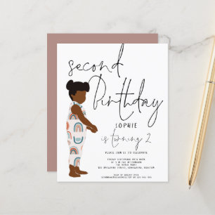Papier Budget tendance Script Girl 2e invitation annivers