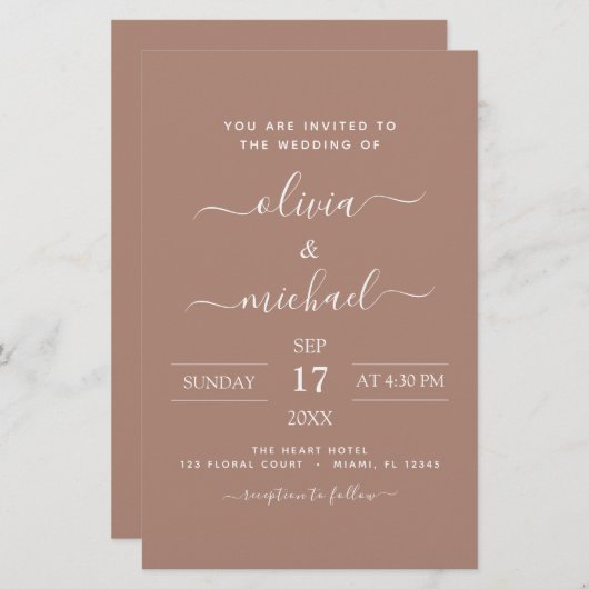 Papier Budget Terra Cotta Boho Mariage Moderne Simple (Devant / Derrière)