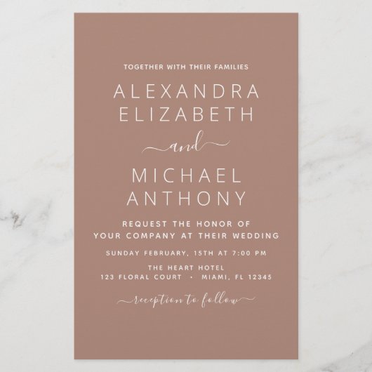 Papier Budget Terra Cotta Boho Mariage Moderne Simple (Devant)