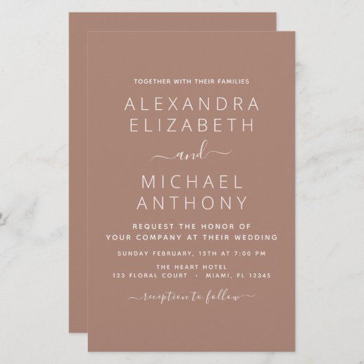 Papier Budget Terra Cotta Boho Mariage Moderne Simple (Devant / Derrière)