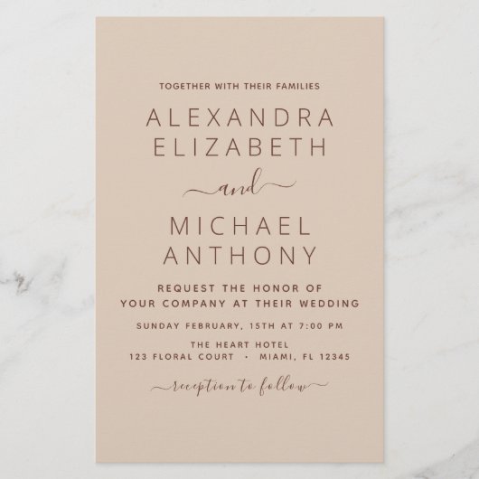 Papier Budget Terra Cotta Boho Mariage Moderne Simple (Devant)