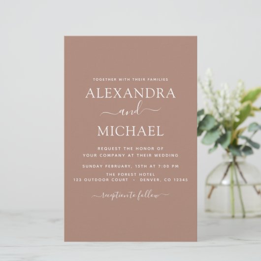 Papier Budget Terra Cotta Boho Mariage Moderne Simple (Debout devant)