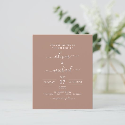 Papier Budget Terra Cotta Boho Mariage Moderne Simple (Debout devant)