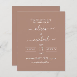 Papier Budget Terra Cotta Boho Mariage Moderne Simple