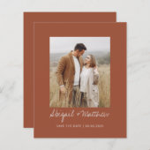 Papier Budget Terra Cotta Enregistrer La Date Invitation (Devant / Derrière)