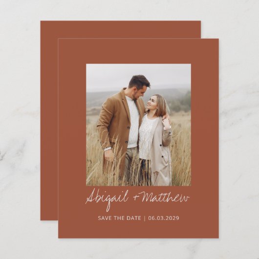 Papier Budget Terra Cotta Enregistrer La Date Invitation (Devant / Derrière)