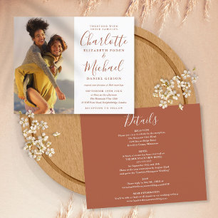 Papier Budget Terracotta All In One Photo Wedding Inviter
