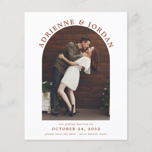 Papier Budget Terracotta Arch Photo Enregistrer la date (Devant)