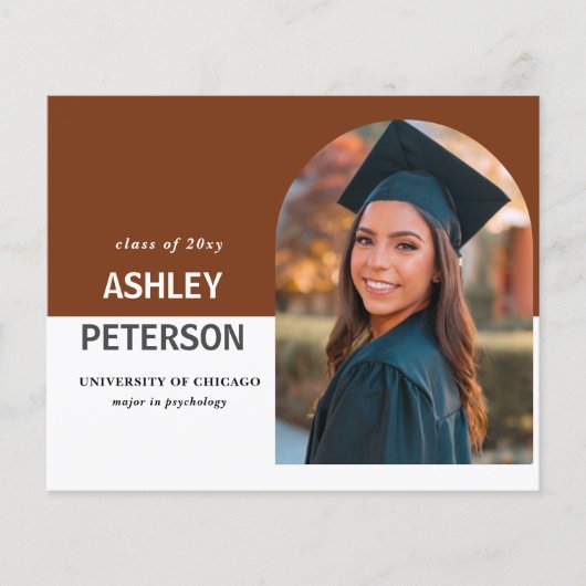Papier Budget Terracotta Arch Photo Graduation Invitation (Devant)