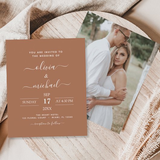 Papier Budget Terracotta Boho Mariage Invitation moderne