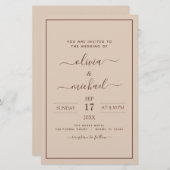 Papier Budget Terracotta Boho Mariage Moderne Simple (Devant / Derrière)