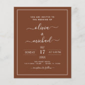 Papier Budget Terracotta Boho Mariage Moderne Simple (Devant)