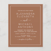 Papier Budget Terracotta Boho Mariage Moderne Simple (Devant)