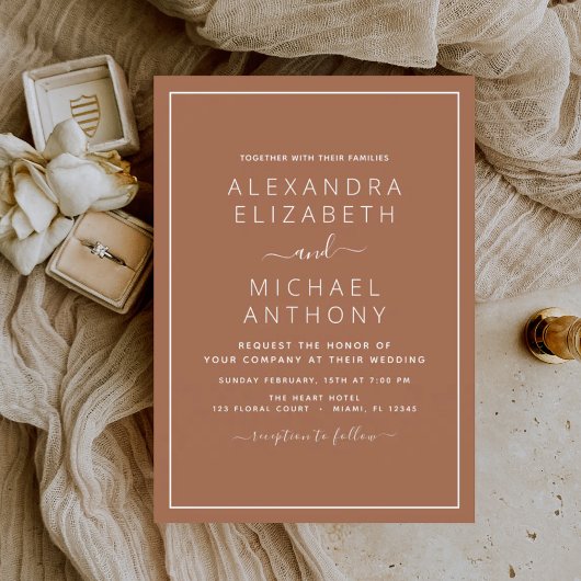 Papier Budget Terracotta Boho Mariage Moderne Simple