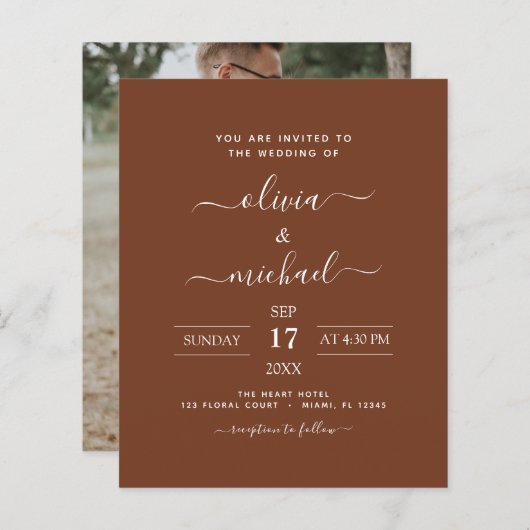Papier Budget Terracotta Boho Mariage Moderne Simple (Devant / Derrière)