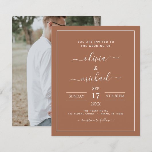 Papier Budget Terracotta Boho Mariage Moderne Simple (Devant / Derrière)