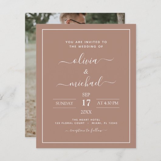 Papier Budget Terracotta Boho Mariage Moderne Simple (Devant / Derrière)