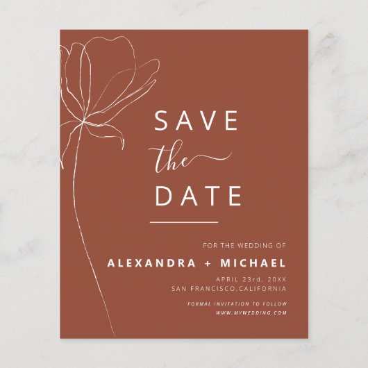 Papier Budget Terracotta Boho Save the Date Photo (Dos)