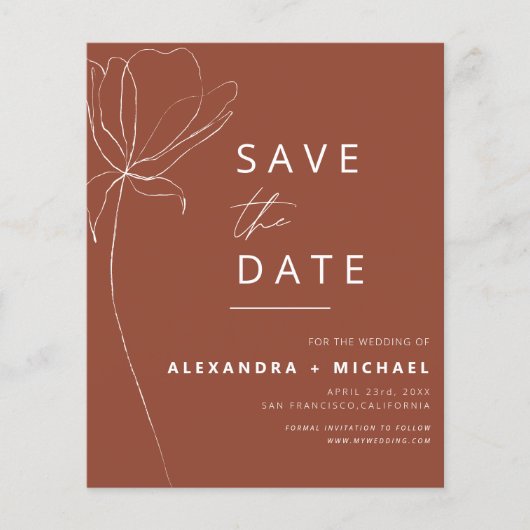 Papier Budget Terracotta Boho Save the Date Photo (Devant)