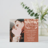 Papier Budget Terracotta Détails du Mariage Photo Invitat (Debout devant)