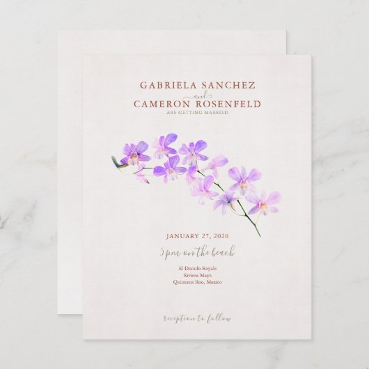 Papier Budget Terracotta Floral QR Code Mariage Invitatio (Devant / Derrière)