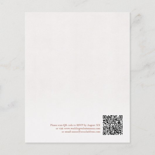 Papier Budget Terracotta Floral QR Code Mariage Invitatio (Dos)