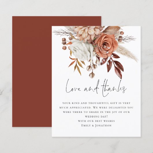 Papier Budget Terracotta Florals Aimer Merci Mariage (Devant / Derrière)