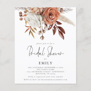 Papier Budget Terracotta Florals Fête des mariées Invitat