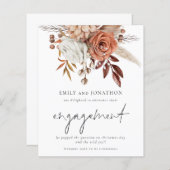 Papier Budget Terracotta Florals Fiançailles Faire-part (Devant / Derrière)