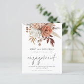 Papier Budget Terracotta Florals Fiançailles Faire-part (Debout devant)