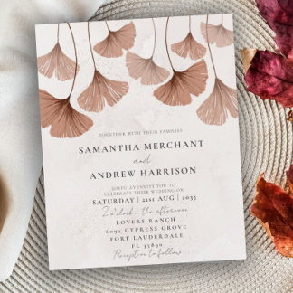 Papier Budget Terracotta Ginkgo Faire-part de mariage