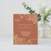 Papier Budget Terracotta Gold Swirl Faire-part de mariage (Debout devant)
