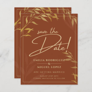 Papier Budget Terracotta Gold Wedding Enregistrer Les Dat