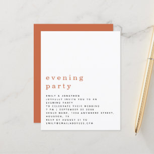 Papier BUDGET Terracotta Mariage Soirée Invitation